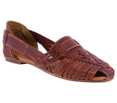 Womens Authentic Leather Mexican Sandals Huaraches Closed Slip On Cognac... - $34.95