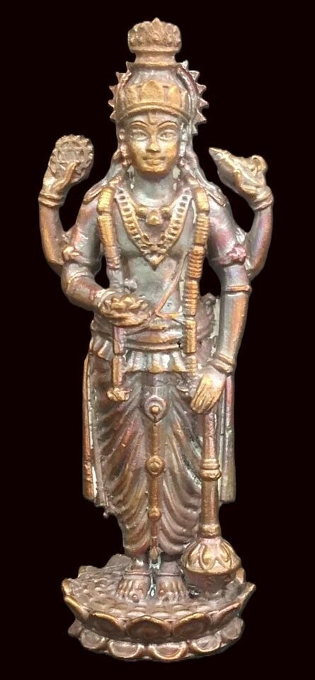GuruVayuRappan Idol In Pure Solid Copper - 4 inches - $112.92