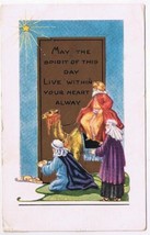 Holiday Postcard Embossed Christmas Wise Men Star  - £1.69 GBP