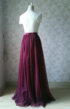 Burgundy Floor-length Tulle Skirt Outfit Bridesmaid Plus Size Tulle Skirt image 4