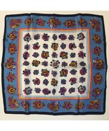 Vintage Floral Scarf Square Multi Color Bandana Pink Orange Blue Flowers... - $18.00