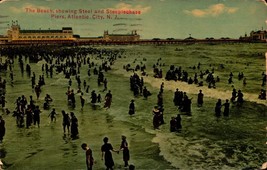 1910 Bathers Beach Steeplechase Steel Pier Postcard Atlantic City New Jersey-B34 - £2.32 GBP