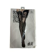 H&amp;M Sheer Stockings Semi-Shiny 20 Denier – Size L Black, Made in Italy - $8.10