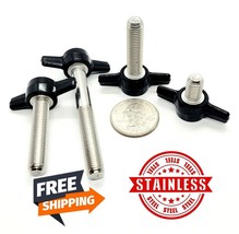 5/16&quot;-24 Thumb Screw Bolts Fine Thread Black Tee Wing Butterfly Knob Stainless - £8.33 GBP+