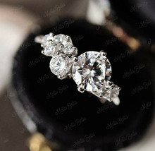 2Ct Round Cut Diamond 8pcs Unique Cluster Engagement Ring 14K White Gold Finish - £84.85 GBP