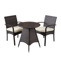 Christopher Knight Home Peterson Outdoor Wicker Bistro Set with Cushions... - $664.99