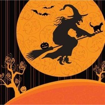 Halloween Witch&#39;s Crossing Lunch Napkins Paper 18 Pack Halloween Party Tableware - £12.64 GBP