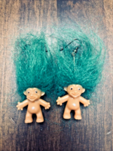 Troll Earrings Pierced Dangle Green Hair Vintage St. Patrick&#39;s Day - £14.16 GBP