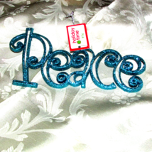 'PEACE' ornament turquoise - blue w/glitter (H/bag) - $1.80