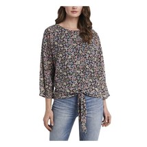 Vince Camuto Womens XL Rich Black Floral Print 3/4 Sleeves Blouse Top NWT BK31 - £31.32 GBP