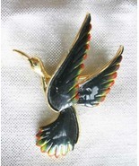 Elegant Gerry's Enamel Flying Black Bird Gold-tone Brooch 1960s vintage 2" - £10.32 GBP