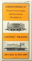 Greenberg&#39;s Guide To Lionel Trains Pocket Price Guide Booklet 1901-1988 ... - $5.00