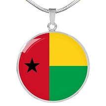 Express Your Love Gifts GuineaBissau Flag Necklace GuineaBissau Flag Engraved St - £47.29 GBP