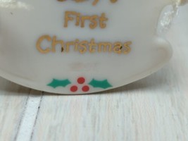 Hallmark baby&#39;s First Christmas 1999 porcelain cradle sleeping NO DATE Ornament - £7.95 GBP