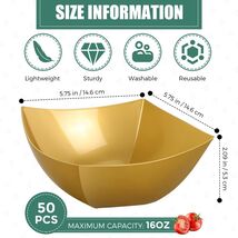 Tanlade 50 Pcs Square Plastic Serving Bowls Disposable Snack Salad Bowl ... - $51.34