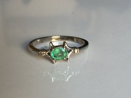 NATURAL emerald ring in 925 sterling solid silver - $129.48