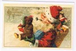 Holiday Postcard Santa With Toys 1913 Best Christmas Wishes 1990 Reproduction - £2.31 GBP