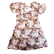AUW Dress Womens Large Pink White Floral Estilo Boho Summer Spring Smocked - $16.99