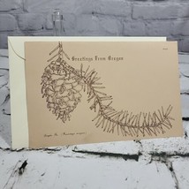 Vintage Christmas Card Greetings From Oregon Pinecone Bird Holly  - £6.25 GBP