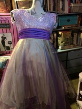 JODY CALIFORNIA  Vintage Pretty Purple Lime Green Sequence Dress Size 5 - $22.77