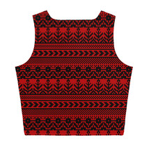 Ukrainian Decorative Embroidery Ethnic Design Black &amp; Red Crop Top - £19.11 GBP