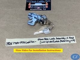 NEW 1969-1978 CADILLAC GLOVE BOX LOCK CYLINDER &amp; LATCH WITH RETAINING NUT - $84.14