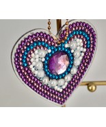 5D Purple Gem Heart Keychains, Acrylic Crystal Art Heart Keychain, Finis... - $4.99