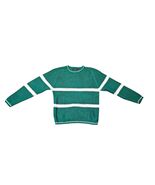 Vintage Finalist Sweater Mens L Green White Striped Retro Grandpa  - €16,87 EUR