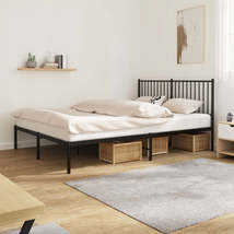 Metal Bed Frame with Headboard Black 59.8&quot;x78.7&quot; - £165.25 GBP