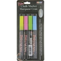 Marvy Uchida Bistro Chalk Marker, Fine Tip, Neon Colors, 4 Pc Set, - $16.82