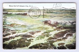 Heavy Surf at Atlantic City New Jersey NJ 1910 DB Postcard Q1 - £2.28 GBP