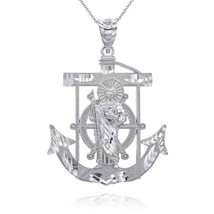 925 Sterling Silver St. Saint Jude Mariner Anchor Pendant Necklace - £45.38 GBP+