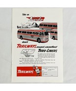 Vintage 1954 Trailways Bus Line Thru Liners Air Ride Magazine Print Ad 7... - $6.62