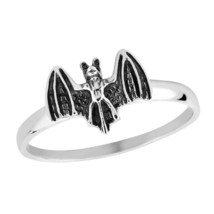 Mysterious Guardian Of The Night Flying Bat Sterling Silver Ring-8 - £8.85 GBP