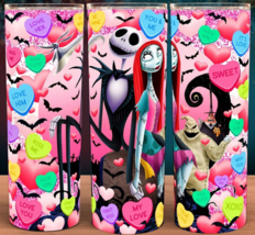 Jack &amp; Sally Valentine Candy Hearts Coffee Cup Tumbler - £15.14 GBP