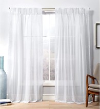 Winter White, Pair Of Exclusive Home Penny Sheer Embellished Stripe, 96&quot; Long. - £23.46 GBP