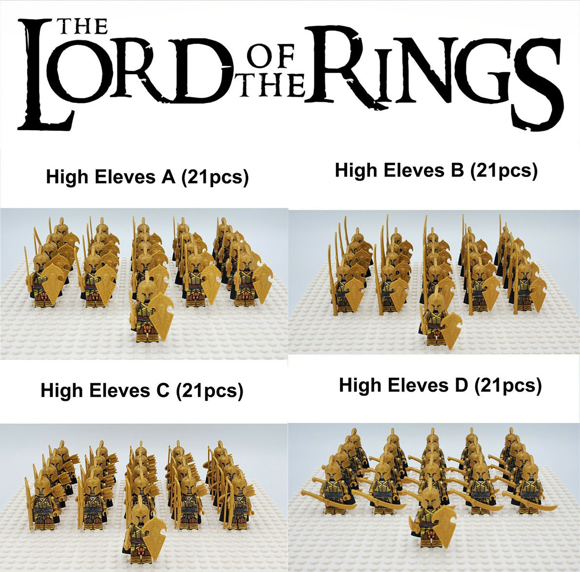 21pcs/set LOTR The Hobbit High Elves Noldor Elf Warriors Minifigure Toys Gift