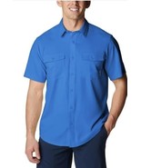 Columbia Mens Shirt Blue James Bay Short Sleeves Moisture Wicking UPF 40... - $64.48 CAD