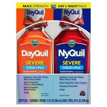 DAYQUIL &amp; NYQUIL MAX STRENGTH COLD AND FLU SEVERE 12OZ EACH Exp 11/2025 - $24.74
