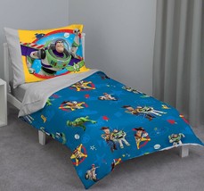 Toy Story 4-Piece Toddler Bed Set Comforter Bedding Bed Woody Buzz Lightyear - £81.82 GBP