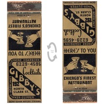 Vintage Matchbook Cover Gibby&#39;s Restaurant Chicago Illinois 50 cent lunch 1930s - £10.07 GBP