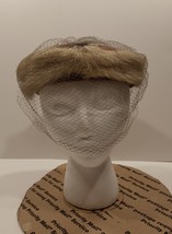 Vintage Ladies Fur Open Crown Hat with Veil and Bow Union Made USA - £23.59 GBP