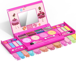 Kids Makeup Kit for Girl Washable Makeup Kit, Fold Out Makeup Palette with Mirro - £21.99 GBP