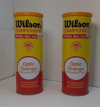 Vintage Wilson Championship Tennis Balls Sealed Can Optic Orange Extra Duty Felt - £31.63 GBP