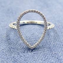 925 Sterling Silver Teardrop Silhouette with Clear Zirconia Ring  - £14.67 GBP