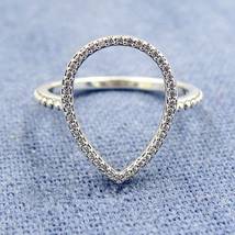 925 Sterling Silver Teardrop Silhouette with Clear Zirconia Ring  - £14.78 GBP