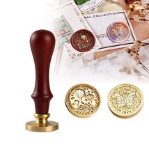Wax Seal Stamp Retro Wood Handle + Brass Head Sealing Stamp For Christmas Gift,  - £17.57 GBP