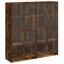 Modern Wooden Large Sturdy Bookcase Book Storage Cabinet With Glass Doors Wood - £258.79 GBP+