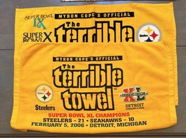 Myron Copes Terrible Towel 5X Super Bowl Champions & XL 40 Champion Towels - $24.09