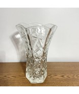 Anchor Hocking Prescut Clear 10” Flared Vase Pressed Star And Fan Design - £10.91 GBP